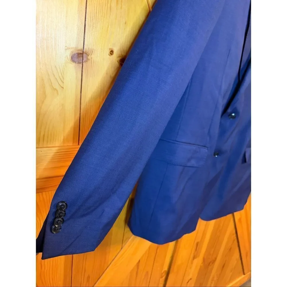 Tommy Hilfiger Navy Blue Suit Jacket Size 48L Wool Blend (6651)
